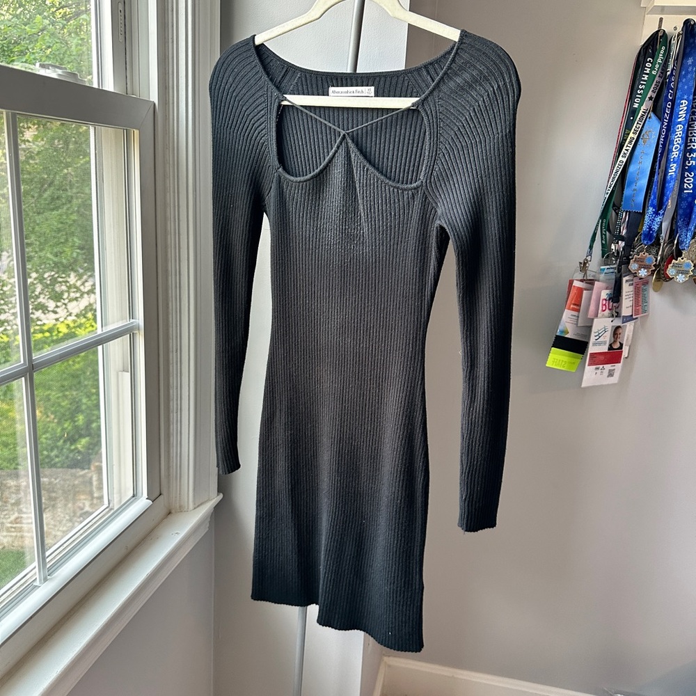 Abercrombie & Fitch Black Long Sleeve Bodycon Dress